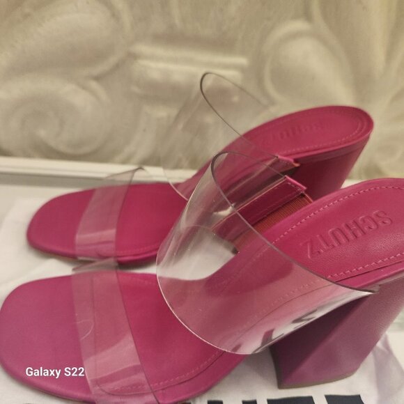 Schutz Pink Leather Block Heels. NWT. Size 8.5 - Picture 2 of 10